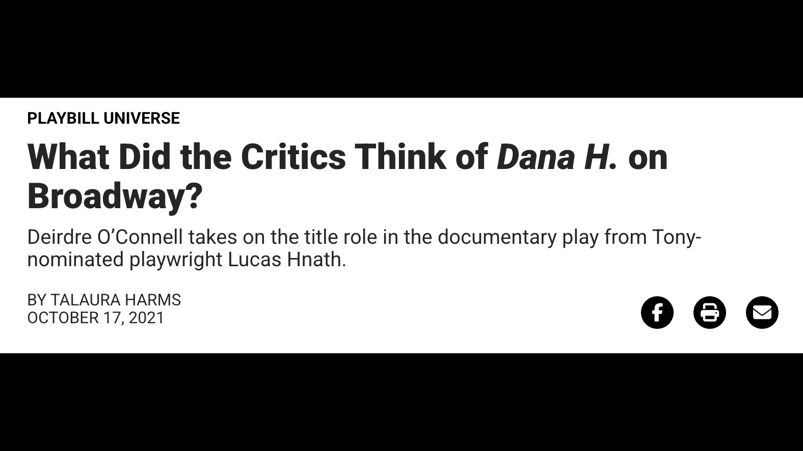 What Did the Critics Think of Dana H. on Broadway?
